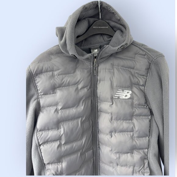 New Balance Men's Jacket Small Full-Zip Gray Quilted Soft Shell Fleece Stretch - Picture 3 of 9